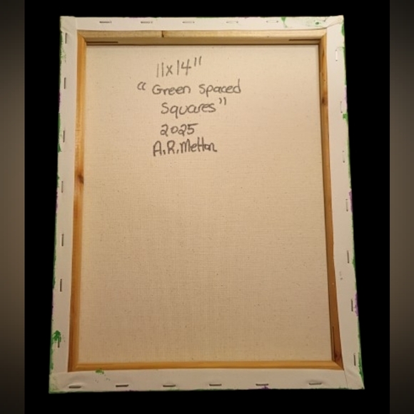 Handpainted Green and Purple Abstract Canvas Art 11x14" - Picture 2 of 2